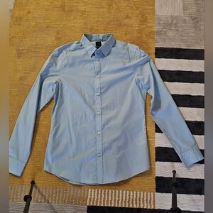 H&M Slim Fit Light Blue Men's Dress Shirt with Micro Dot Pattern
